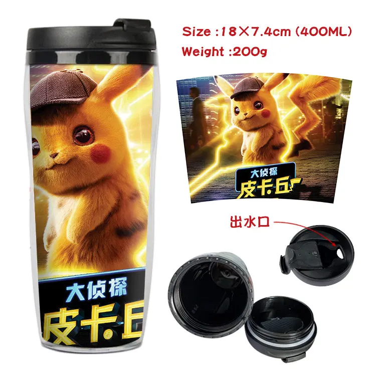 

Detective Pikachu double insulation plastic cup sports kettle cool water cup creative water cup