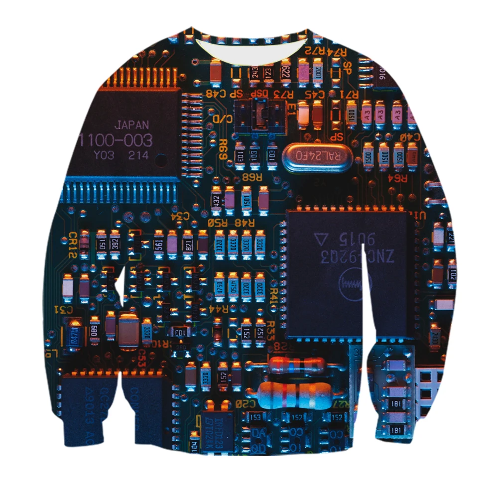 

Новинка 3D печать электронные чипы Модные мужские женские спортивные костюмы с круглым вырезом в стиле хип-хоп свитер размера плюс Harajuku