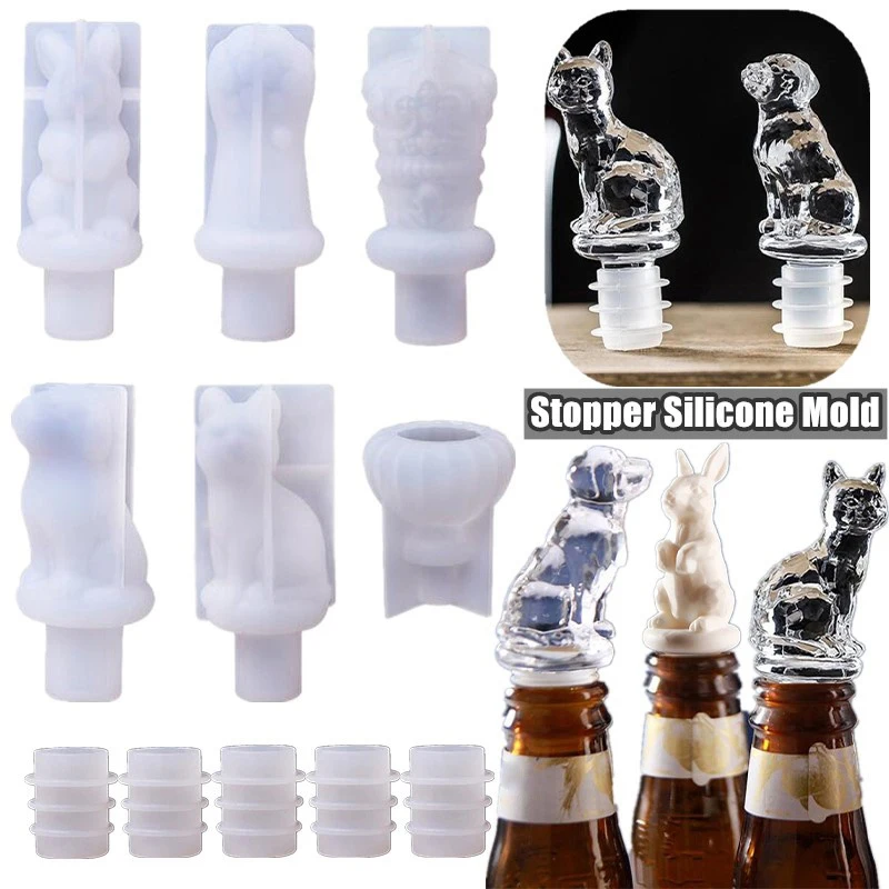 

DIY Red Wine Bottle Stopper Mold Epoxy Resin Diamond Mold Crown Cat Claw Rabbit Cork Cover Silicone Mould Crafts Decoration