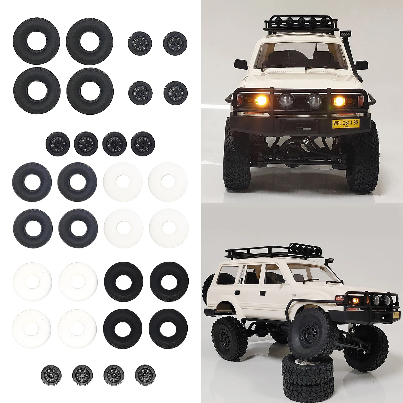 

RC Tires for MN WPL B1 B16 B24 B36 C14 C24 C34 Monster Crawler Tyres Rims