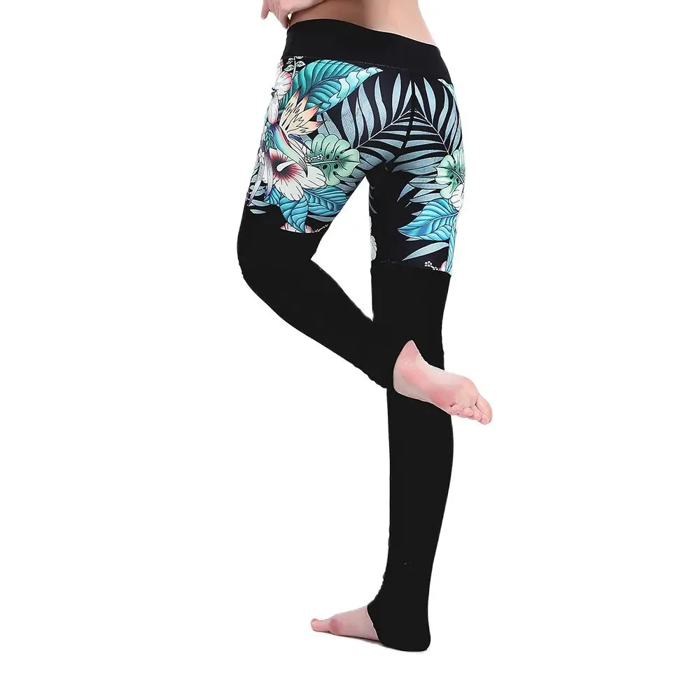 Лидер продаж Женские Черные Леггинсы для йоги и фитнеса с синим цветочным