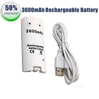 Высококачественный белый перезаряжаемый литиевый аккумулятор 3600 мАч с зарядным кабелем для пульта дистанционного управления Nintendo Wii