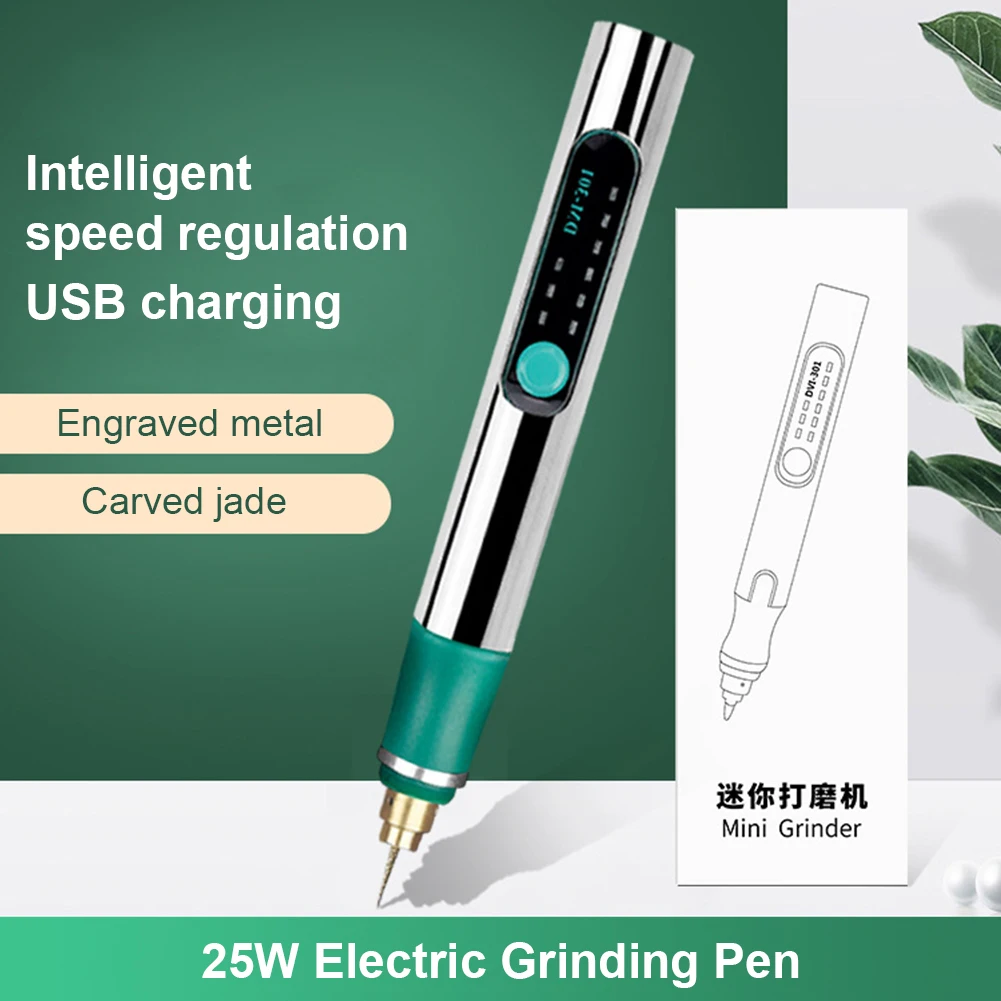 

25W Electric Grinding Pen USB Charging Adjustable Speed Nail Polishing Lettering Carving Tool Kit Grinder Machine