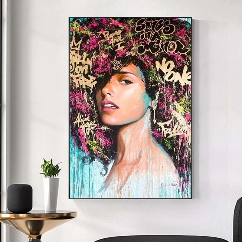 

Abstract African Woman Art Canvas Paintings On the Wall Art Posters And Prints Graffiti Art Canvas Pictures For Living Room