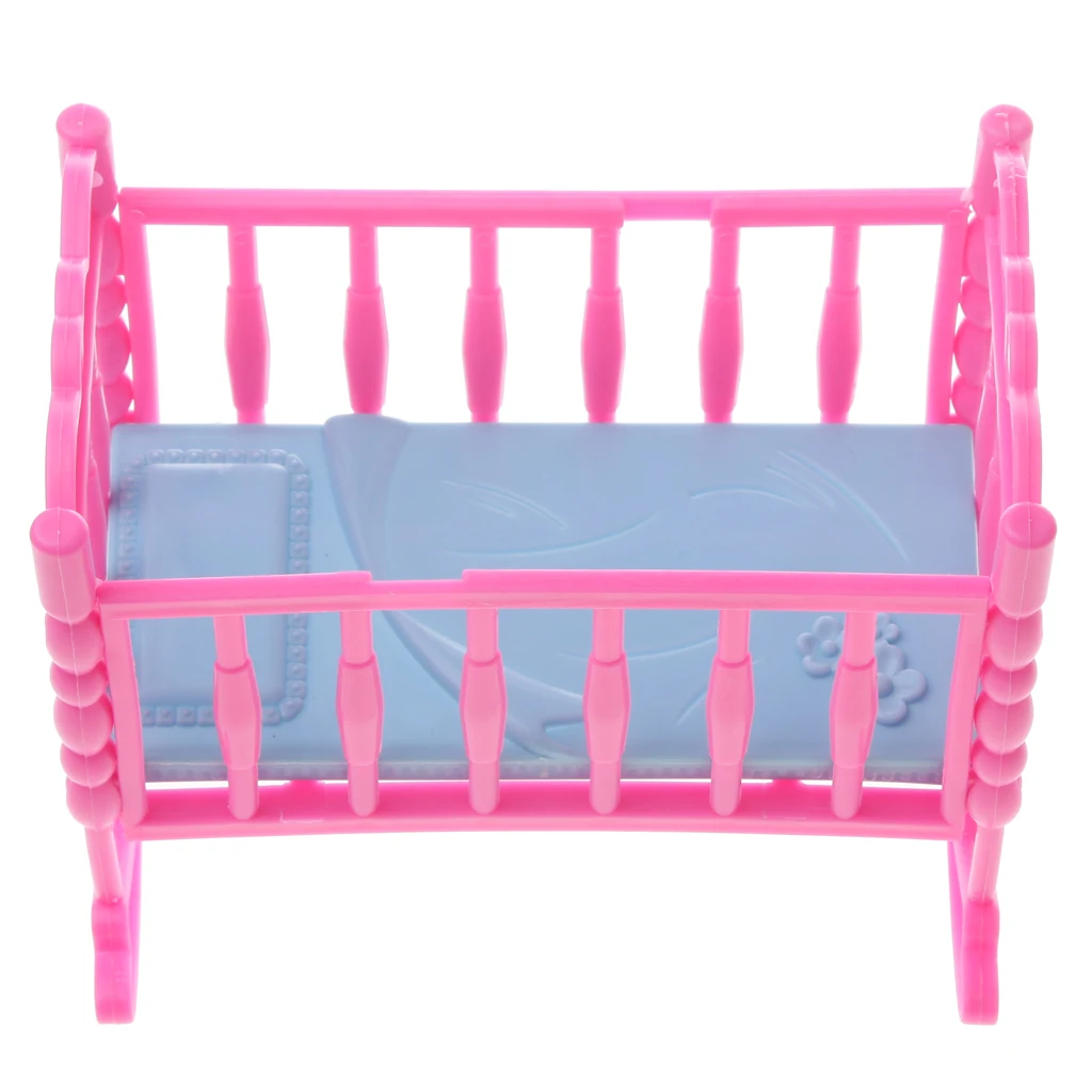 2 шт. масштаб 1/6 розовая детская кровать + модель коляски миниатюрная мебель