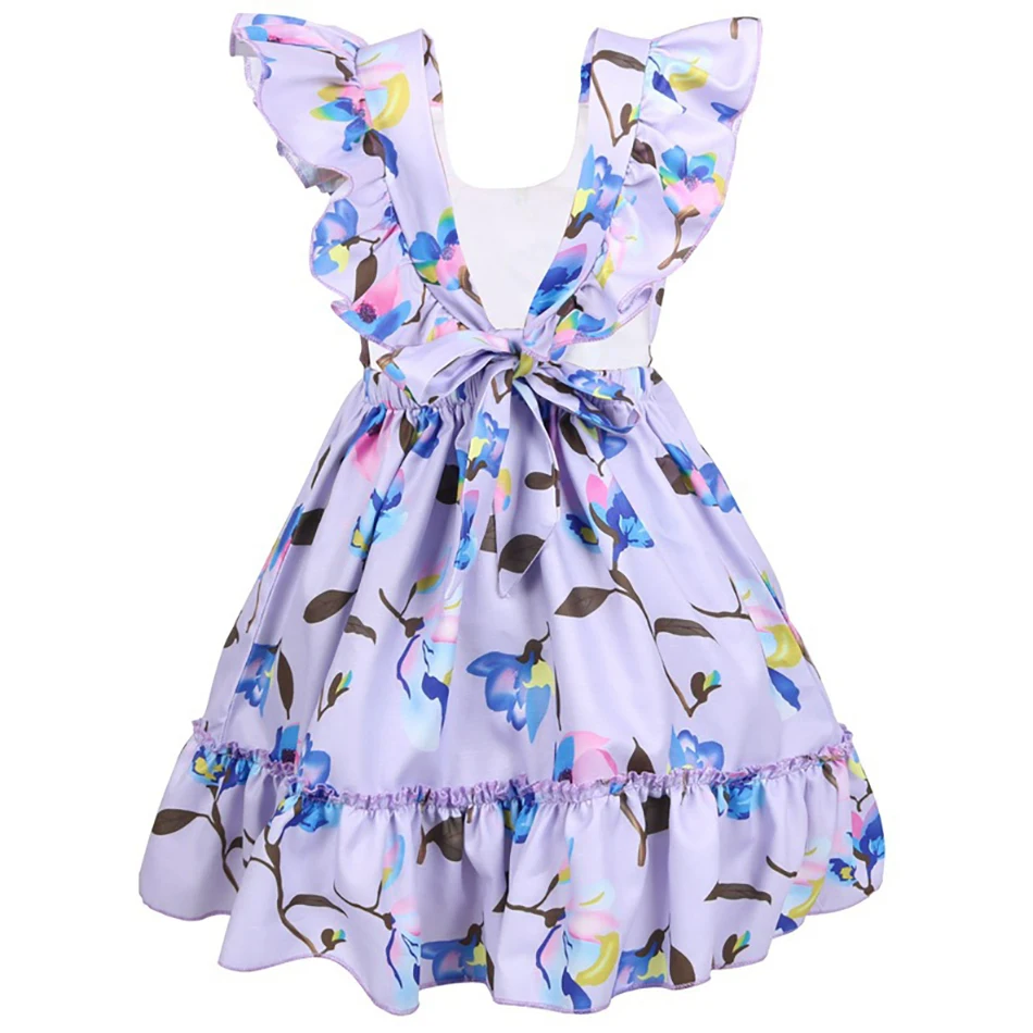 

Little Girl Summer Dress Animal Dinosaur Floral Pattern Backless Clothing Child Girls Cartoon Casual Princess Sling Dresses 2-8T