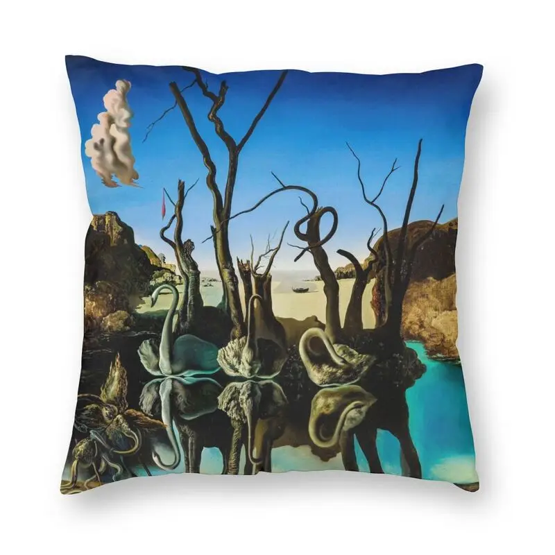 Декоративные наволочки Сальвадор Дали лебеди отражающие Слоны декоративные для