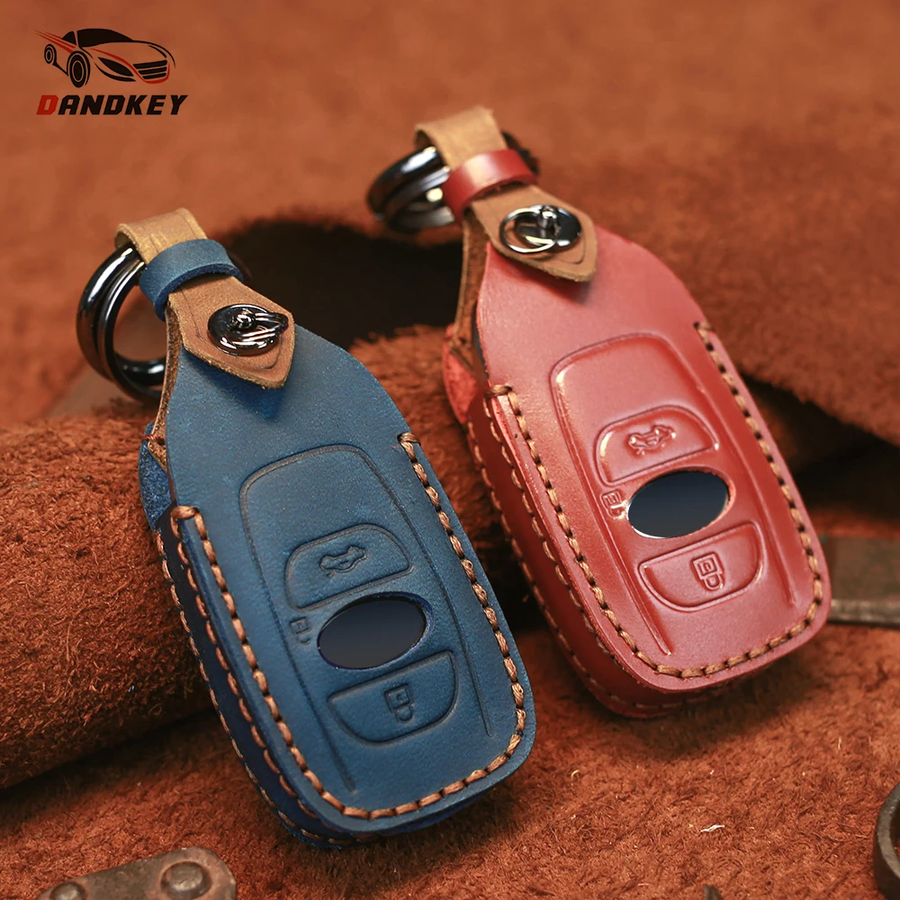 

Чехол для ключей Dandkey из натуральной кожи для автомобиля, подходит для Subaru XV BRZ Forester Legacy Outback Remote Keychain, автомобильные аксессуары