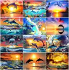 AZQSD Дельфин краска по номерам для взрослых картина животных масляная краска ing по номерам закат Гостиная Украшение Diy подарок