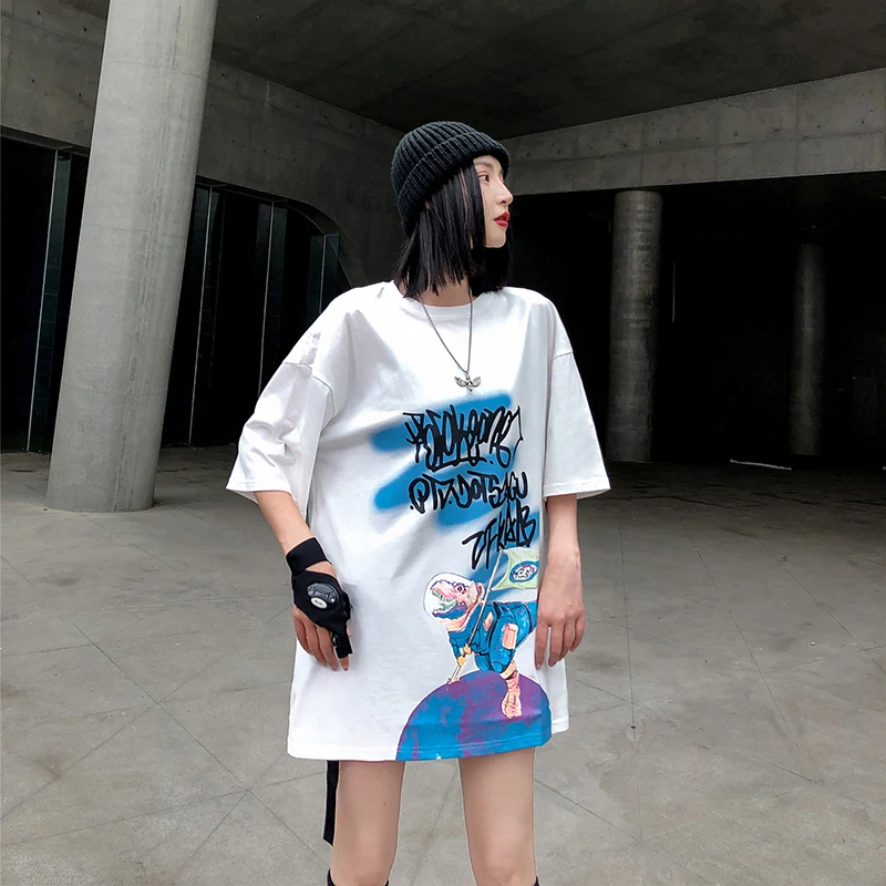 Забавная Футболка мужская хип хоп с принтом динозавра 2020 уличная одежда футболка