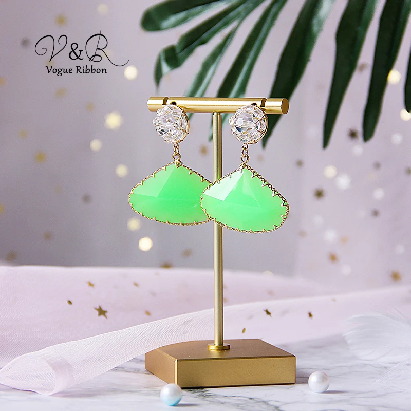 Серьги-Подвески ручной вязки стеклянные серьги-гвоздики с цветными полимерными