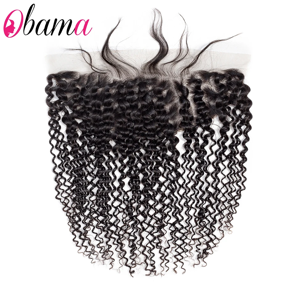 Кудрявые кудрявые пучки с фронтальным пучком человеческих волос 13x4 бразильские