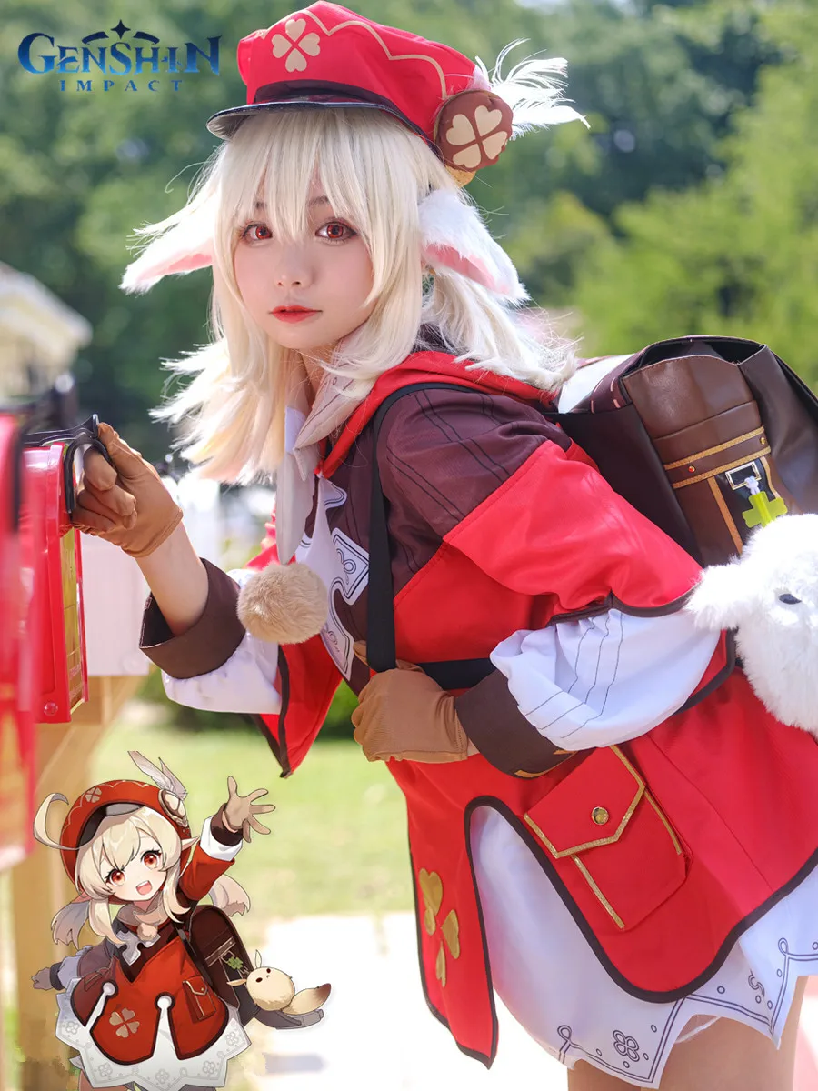 

Anime Genshin Impact COS Klee Cosplay Clothing Klee Backpack Cute Loli Suit Game Costume Female Party Halloween Role Playing