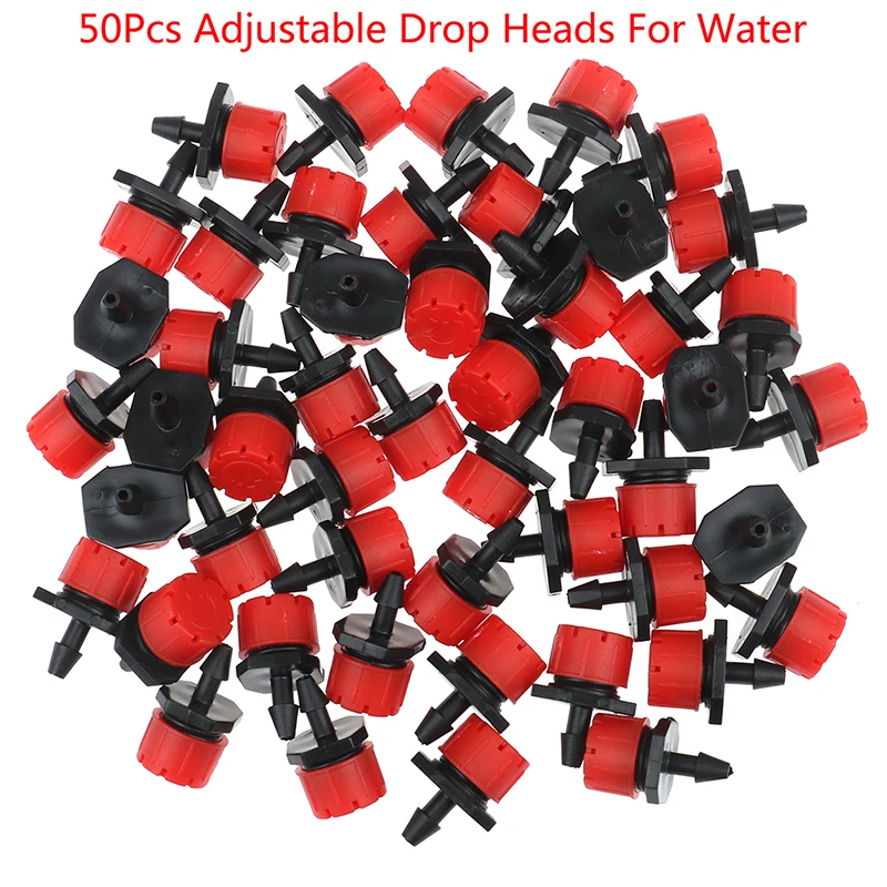 

50Pcs Adjustable Dripper Red Micro Drip Irrigation Watering Anti-clogging Emitter Garden Supplies For 1/4 Inch Hose New