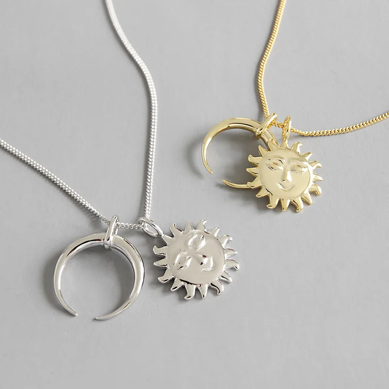 EDS 925 Sterling Silver Women Pendant Necklace Long Sweater Chain Gold Fine Jewelry |