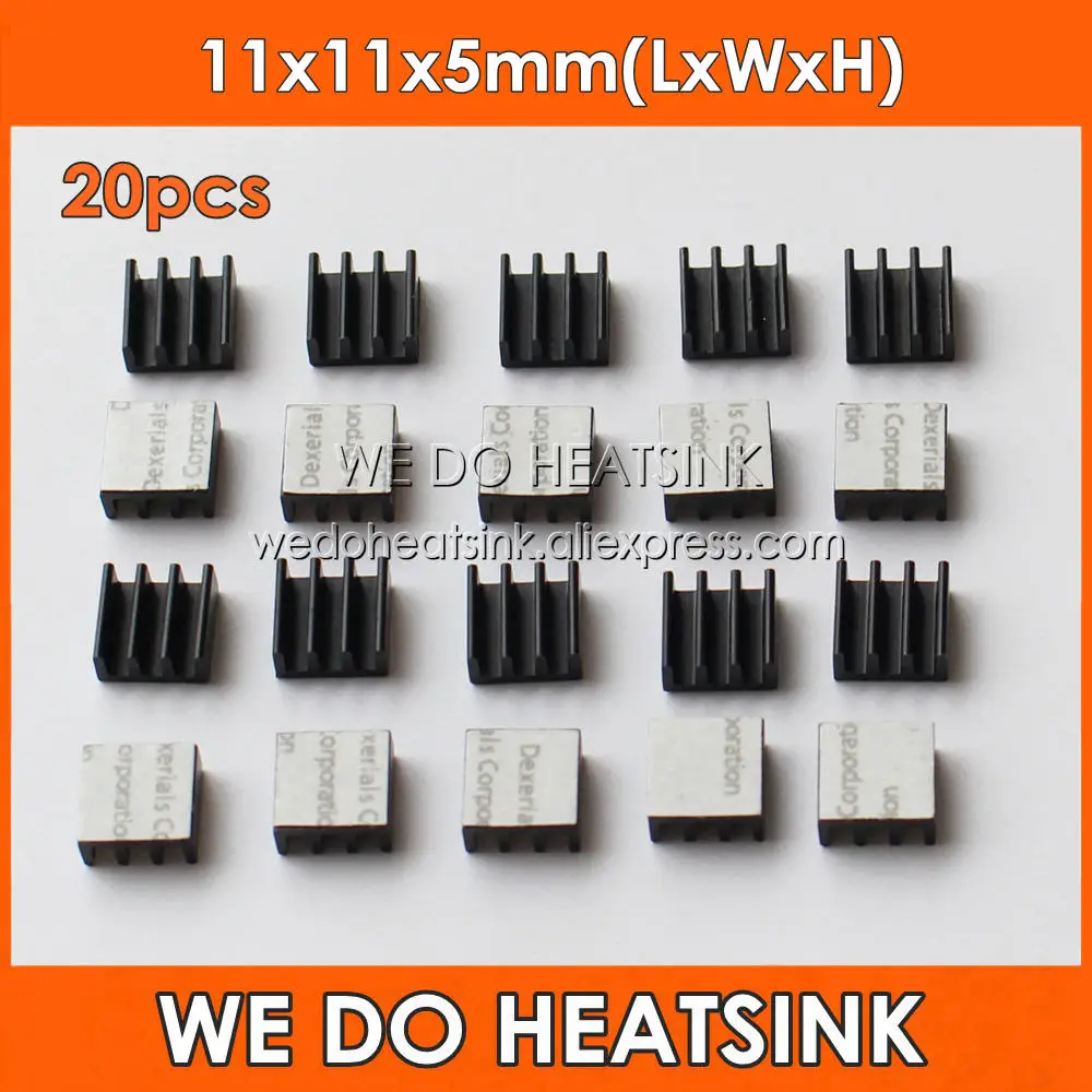 20 шт. 11x11x5 мм Ram чип черный анодированный алюминиевый радиатор кулер
