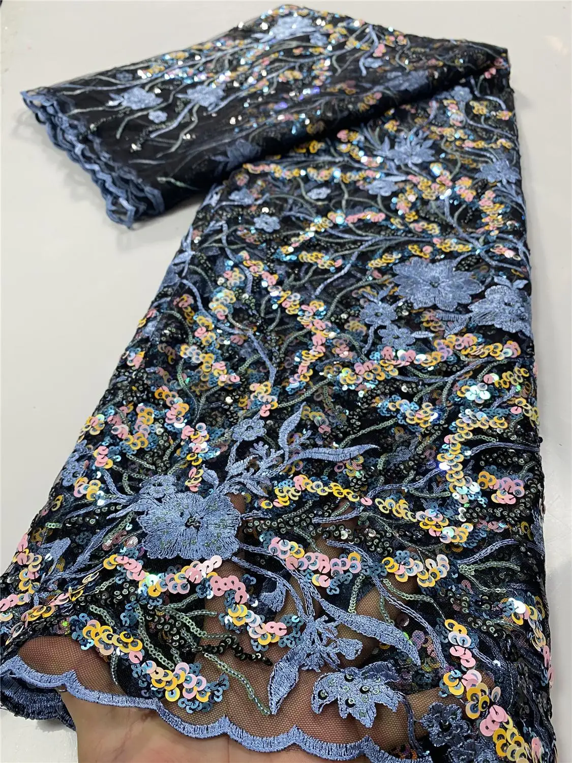 Французская кружевная ткань с блестками 2020 Высококачественная фототкань