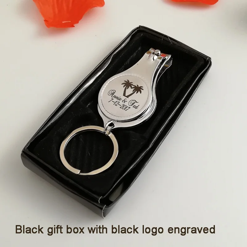 black logo engraved ZJD50Pcs Персонализированные Свадебные сувениры для гостей Индивидуальные свадебные сувениры многофункциональный штопор/брелок/кусачки для ногтей - Цвет: black logo engraved