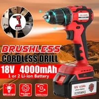 18vbrushless cordless electric drill 35nm screwdriver impact wrench power tools 4000amh li battery led light adapt to makita