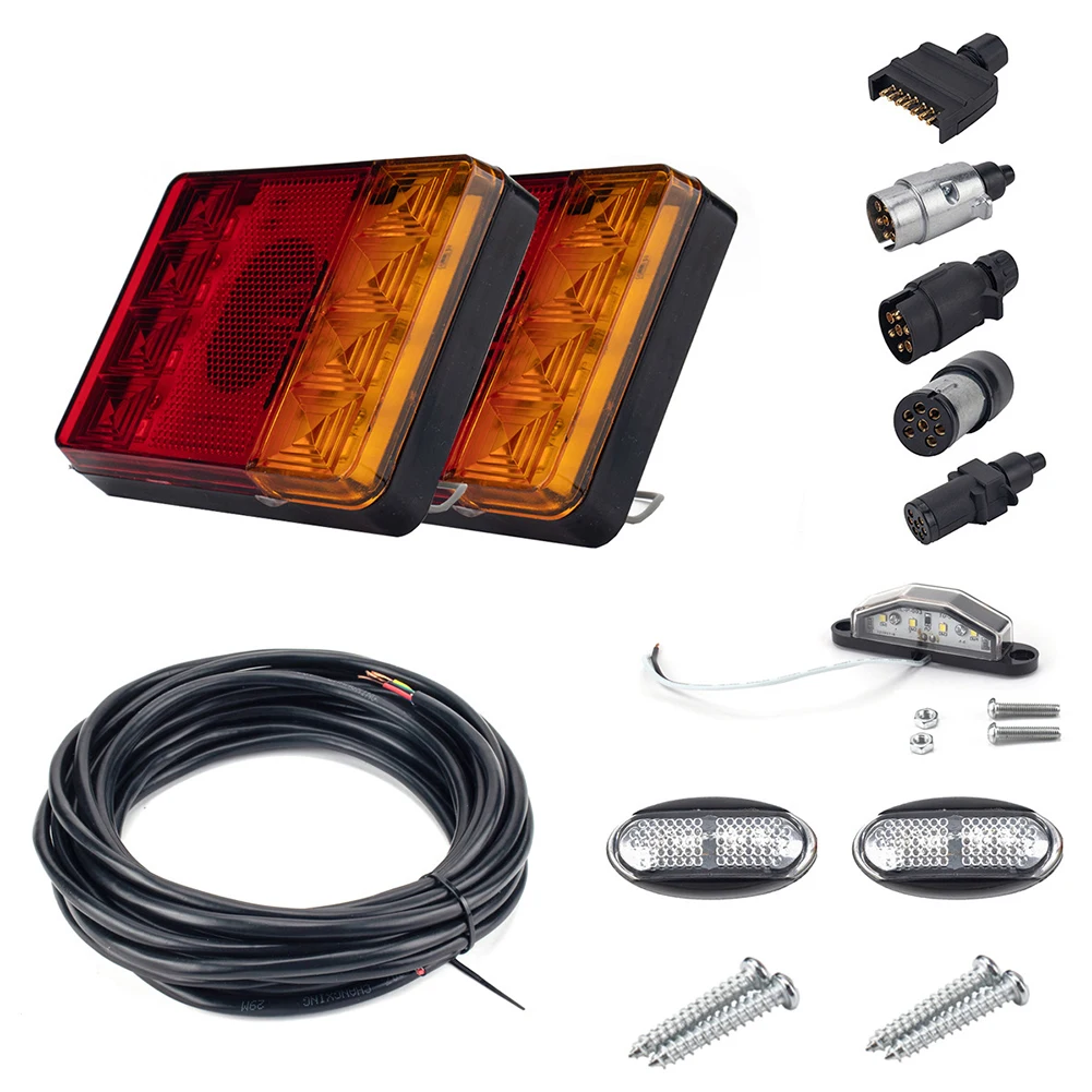 

8LED Accessories Durable Number Plate Lamp Truck Tail Side Marker Trailer Light Kit RV Waterproof Plug Cable ABS Signal Outdoor