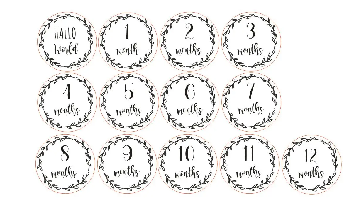 13 шт./компл. Детские ежемесячные карты для новорожденных круглой формы