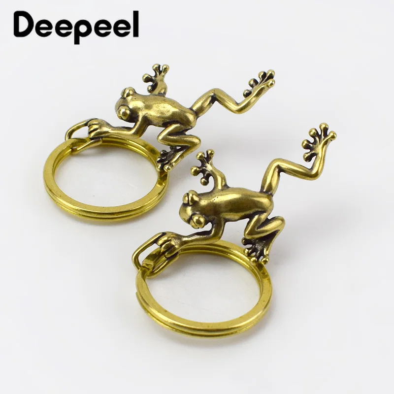 2 шт. экологичный Ретро Твердый латунный брелок с дизайном лягушка Крючки Кошелек