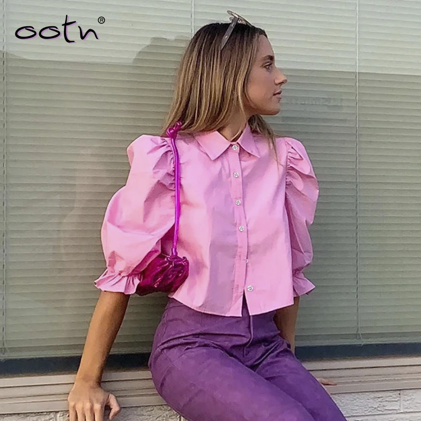 Рубашка женская с коротким рукавом и отложным воротником | Женская одежда