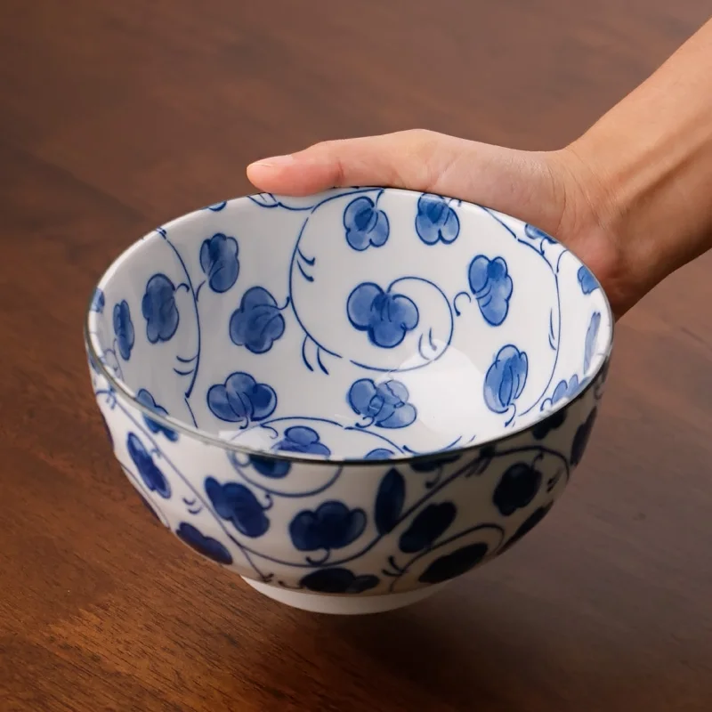 6 дюймов японский синий и белый фарфор керамическая Говядина Ramen чаша для