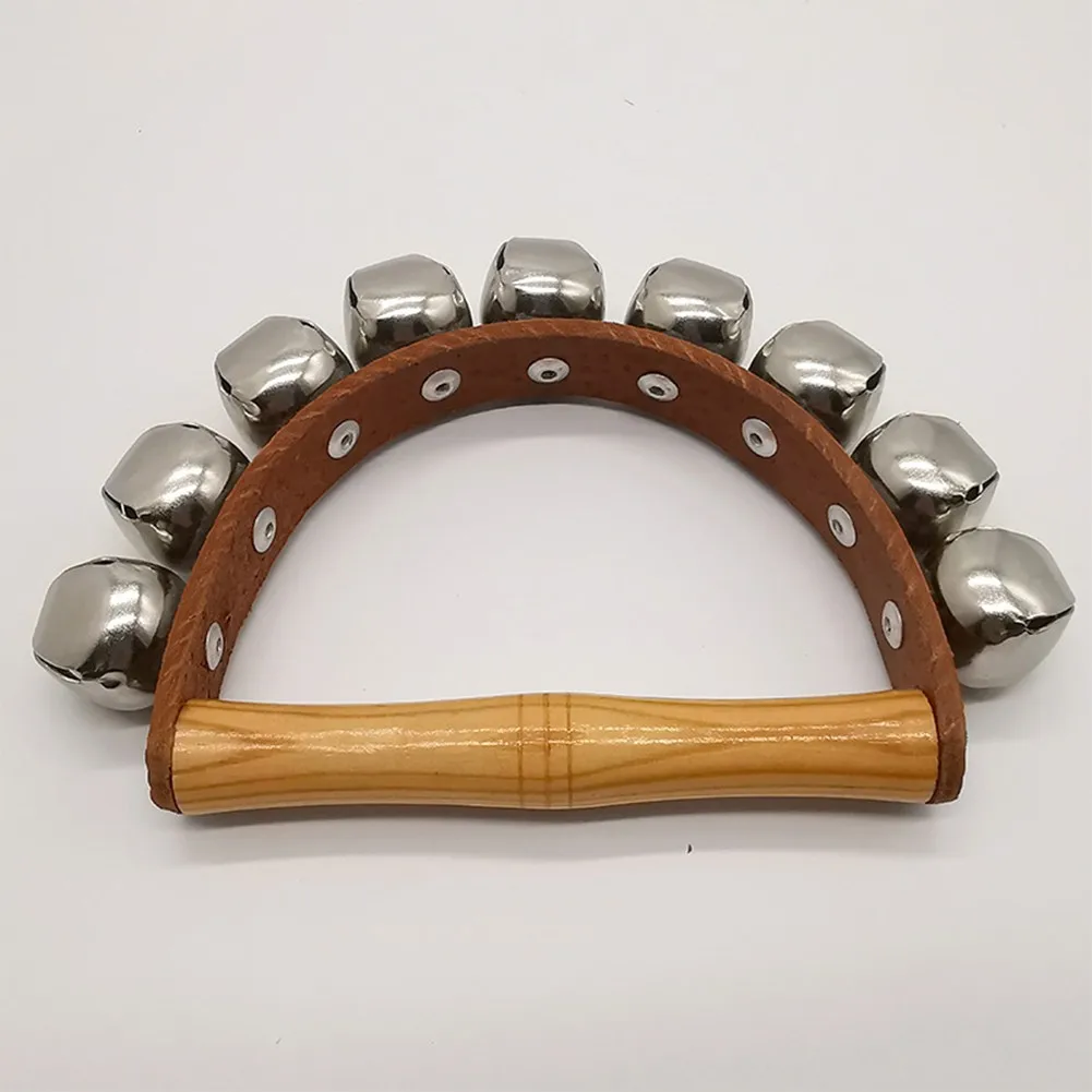 Wooden Rattle Sleigh Bells Handbell Wood Handle Is High Grade And Durable Percussion Musical Instrument Education Toys Handbell enlarge