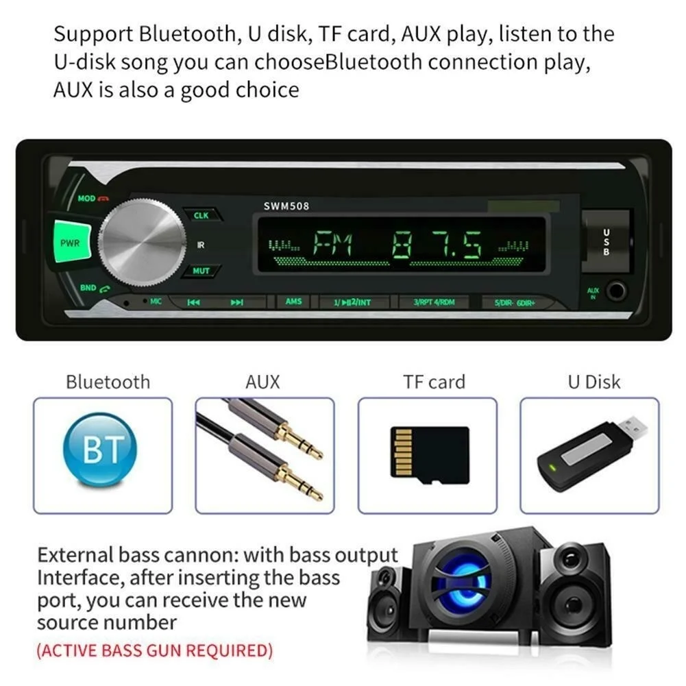 Car Radio 1 Din Autoradio Bluetooth Stereo In-Dash FM Aux Input 1din Receiver SD USB MP3 MMC WMA SUPPORT Colorful button | Автомобили и