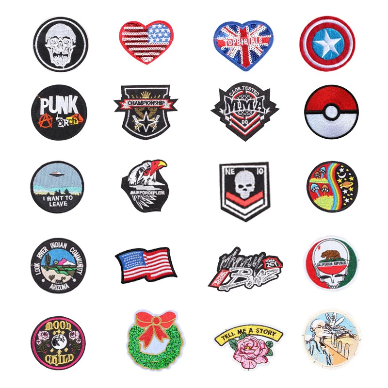 

Flag Planet Things Iron On Patches For Clothing Embroidery Sewing Badge Stripe On Clothes Cute DIY Sequin Applique F