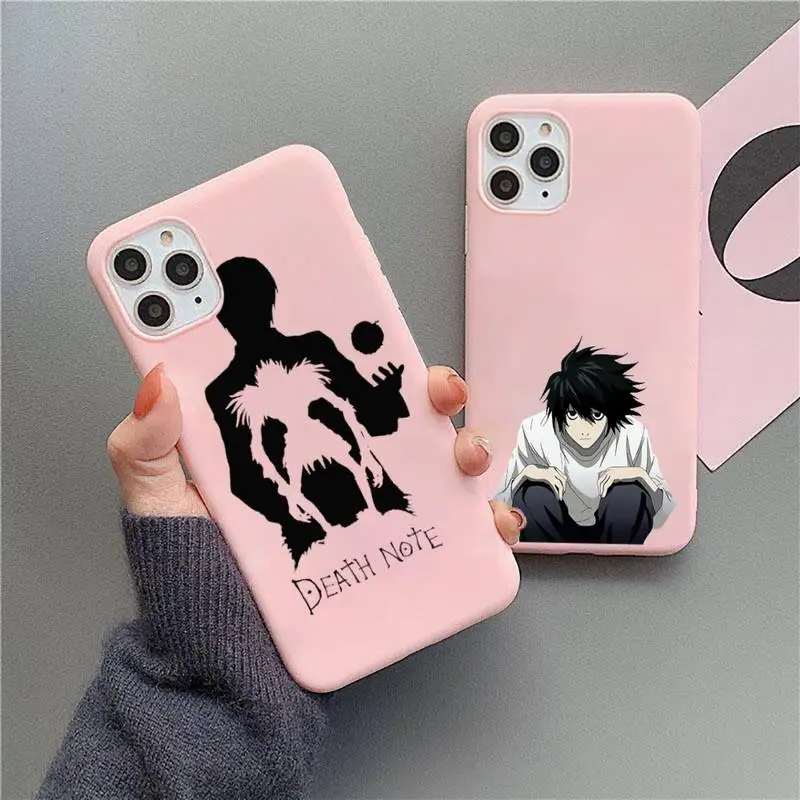 

Anime death note Phone Case Candy Color for iPhone 11 12 mini pro XS MAX 8 7 6 6S Plus X 5S SE 2020 XR Cover Shell