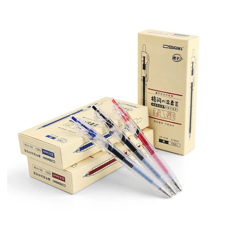 12 шт./кор. прозрачные гелевые ручки черные синие красные чернила 0 5 мм