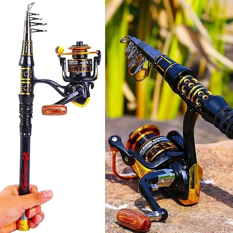 

Sougayilang Telescopic Fishing Sea Rod Spinning Reel Fishing Baits Hooks Saltwater Freshwater Professional Fishing Rod Full Kits