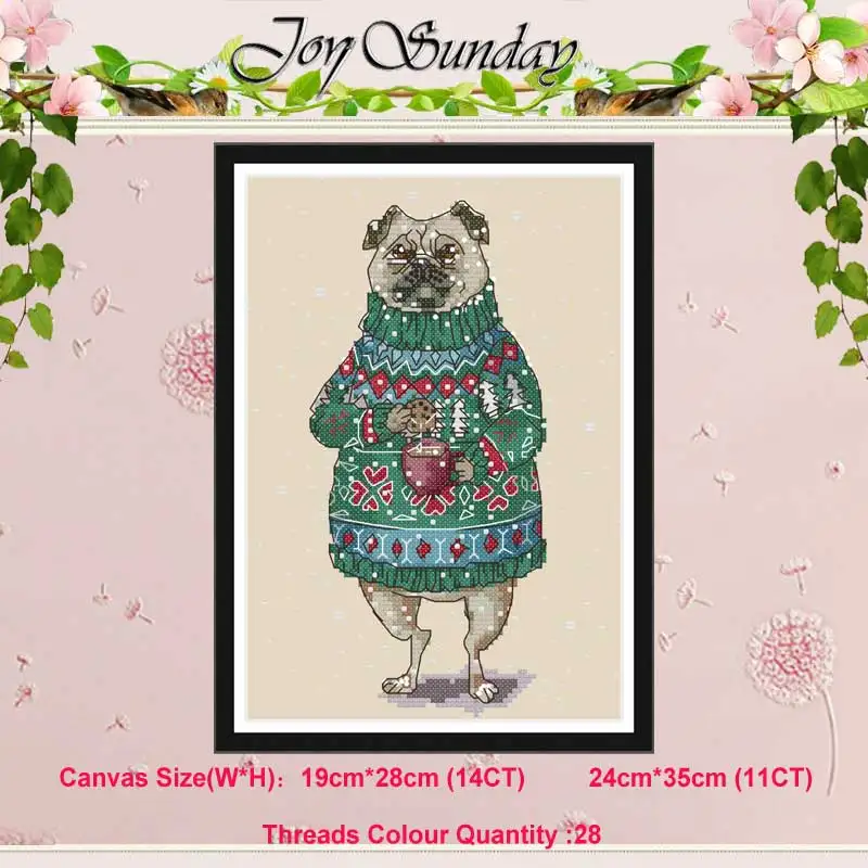 

Dog drinking coffee animals counted 11CT 14CT Cross Stitch Sets DIY Chinese Cross-stitch Kits Embroidery Needlework Home Decor