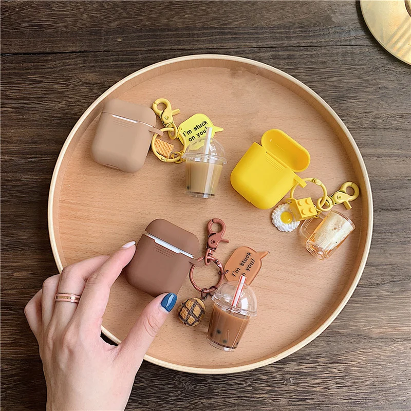 Силиконовый чехол с пузырьком Boba чайное пиво подвеска для Airpod защитные чехлы из