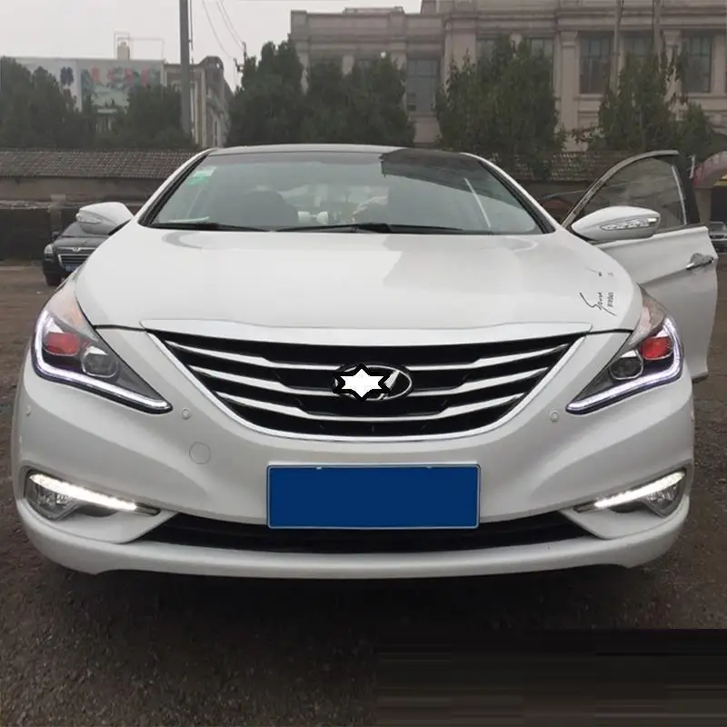Автозапчасти для автомобилей, автомобильные лампы Drl, светодиодные дневные ходовые фары, задние Автомобильные фары в сборе для hyundai Sonata