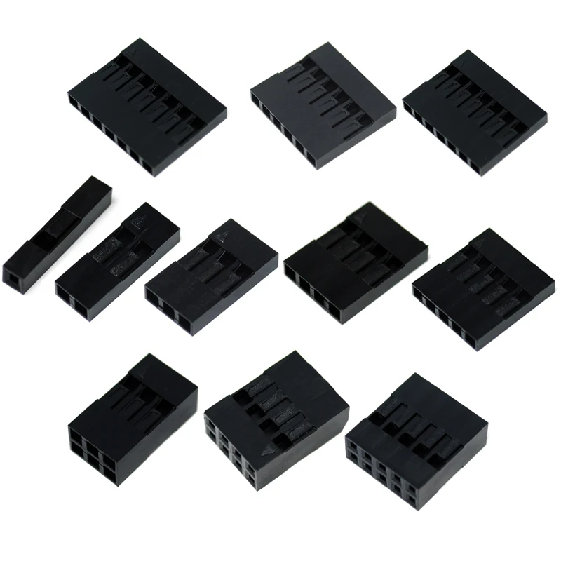 

100Pcs/lot 2.54mm Pitch Dupont Jumper Wire Cable Black Plastic Housing Female Pin Connector Case Shell Box 1P/2P/3P/4P/~10P
