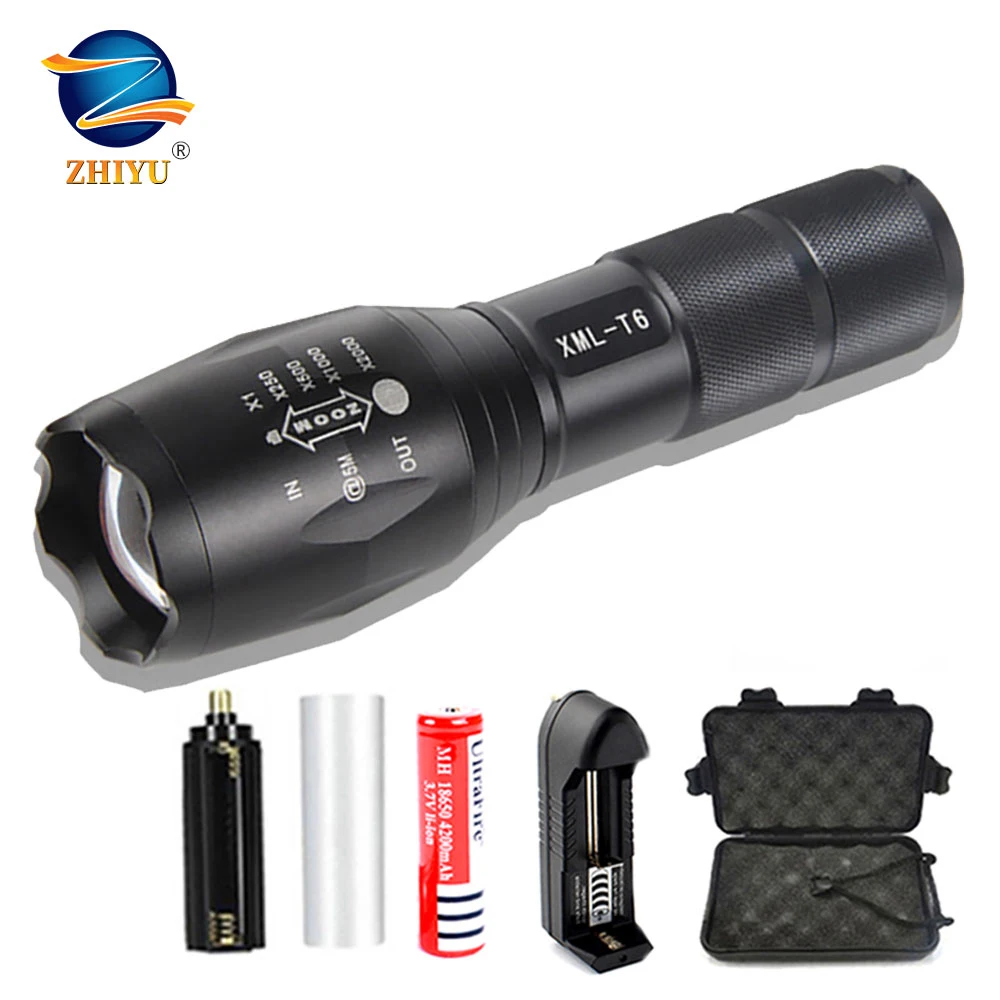 Светодиодный перезаряжаемый USB фонарик ZHIYU XML T6 с аккумулятором 18650 уличный