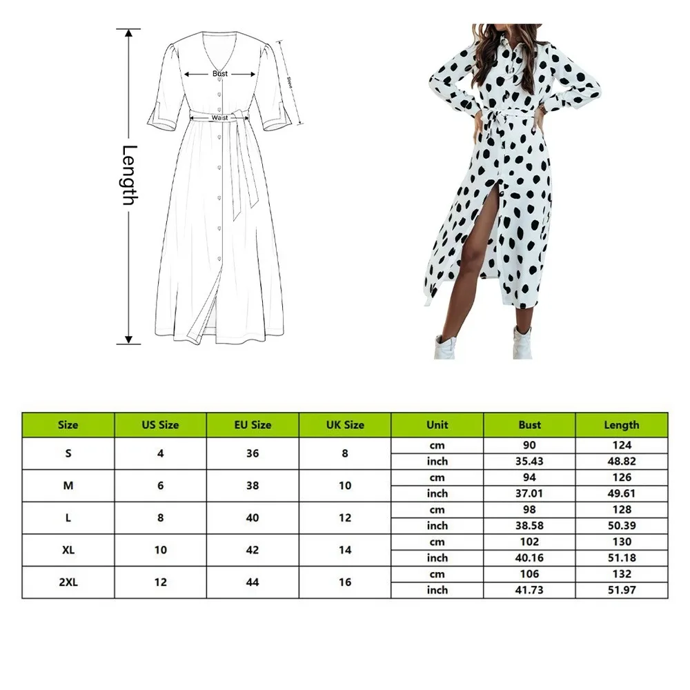 

Sexy Women Summer Polka Dot Print Dress Boho Ladies Sexy V Neck Slim Long Dress Fashion Ladies Long Sleeve Maxi Dress Vestido