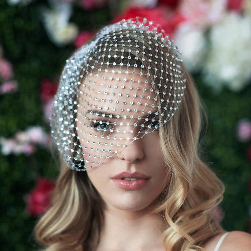 Белая Слоновая черная свадебная птичья клетка румяна вуаль полная стразы бандо