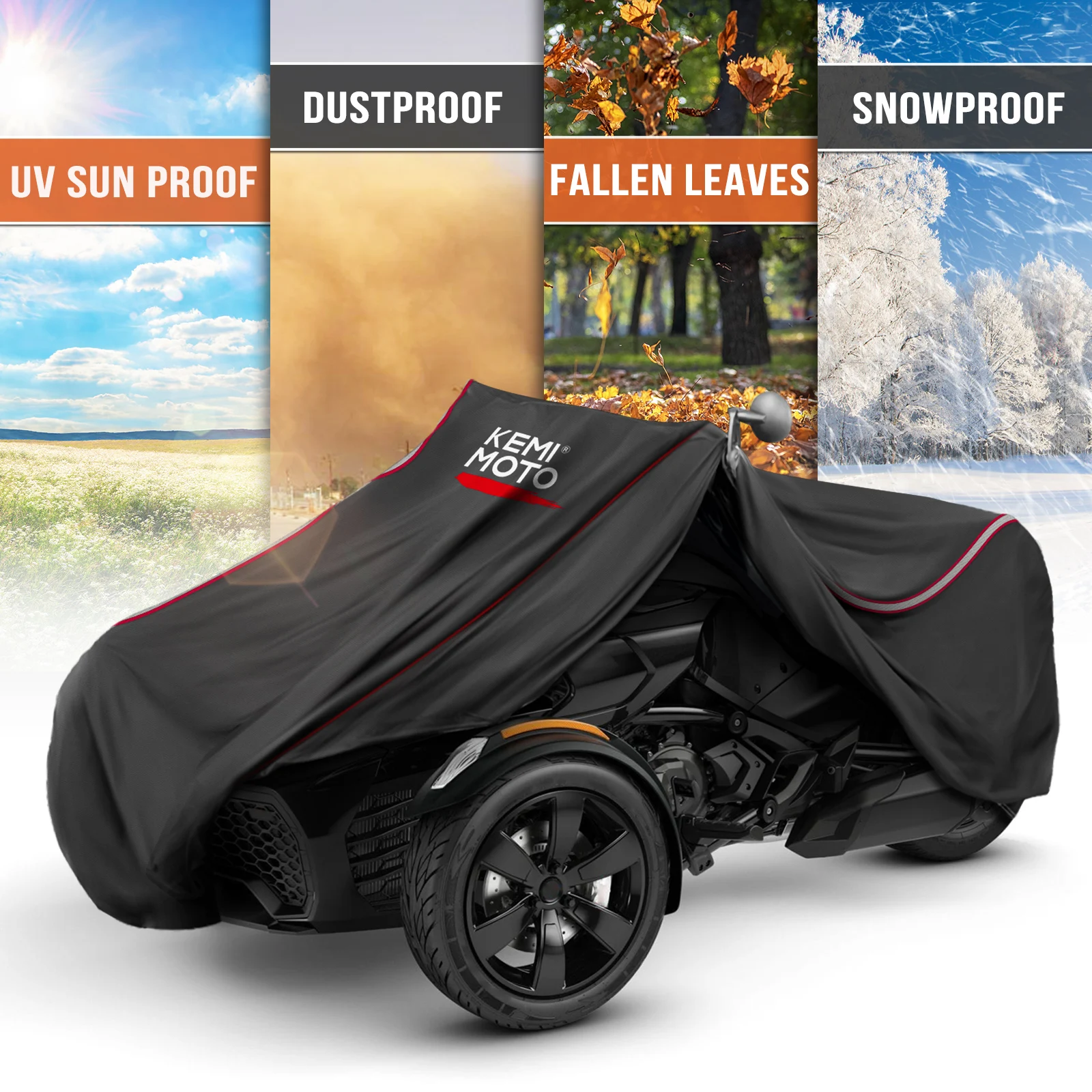 210D полное покрытие на дороге KEMIMOTO для Can-Am Ryker 600 900 2019 2020 2021 2022 УФ Водонепроницаемая