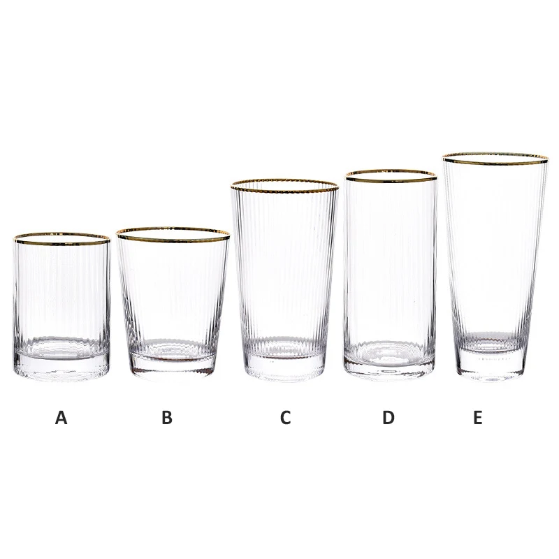 

s Japanese Gilt Vertical Grain Glass Transparent Juice Milk Glass Glass Cups Juice Milk Glass