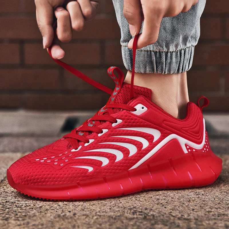 

2020 Hot Sale Spring Running Shoes Men Lace-up Athletic Trainers Sports Shoes Men Outdoor Walking Sneakers Breathable Cushioning