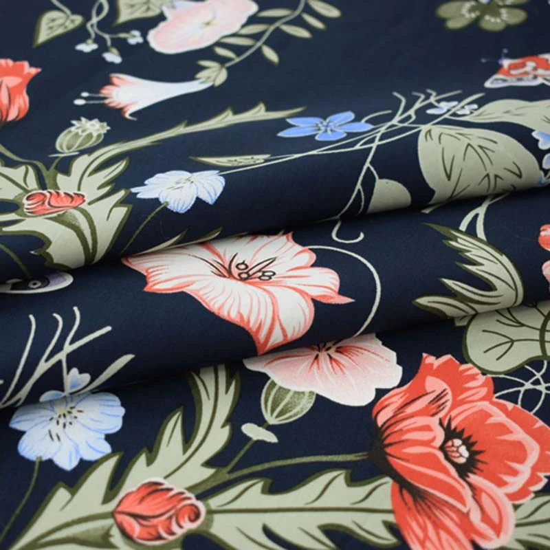 

Dark blue bottom Iris leaves pure cotton fabric for shirt dress bazin riche vestidos telas por metro tissus tela stoffen tecidos