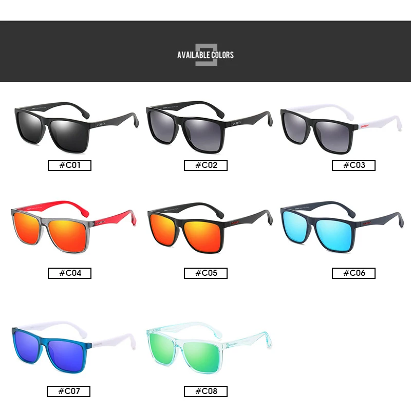 

DUBERY Brand Men's Casual Polarized Sunglasses Square Spectacle Frame UV400 Lens 100% Blocking UV And Glare D150