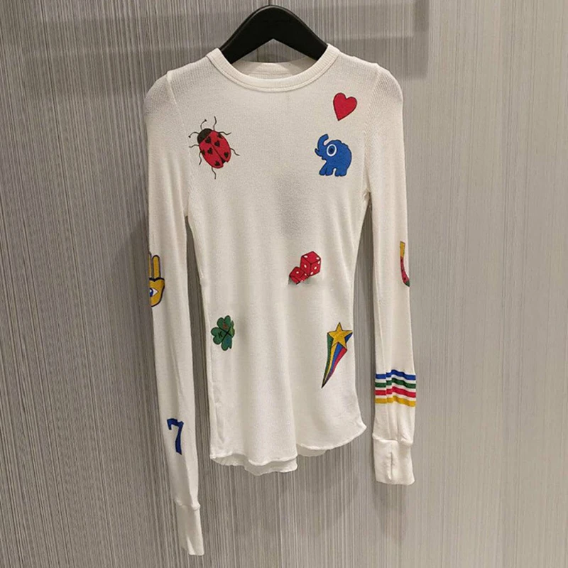 

2021 New Autumn Print Women Sweater Round Neck Slim Ladies Sweater Fashion Casual Elegant High Quality Female Sweater T652