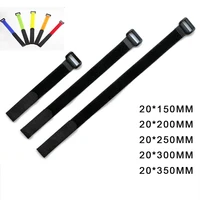 10pcs nylon reverse buckle magic hook loop fastener tape cable ties strap sticky line finishing straps black