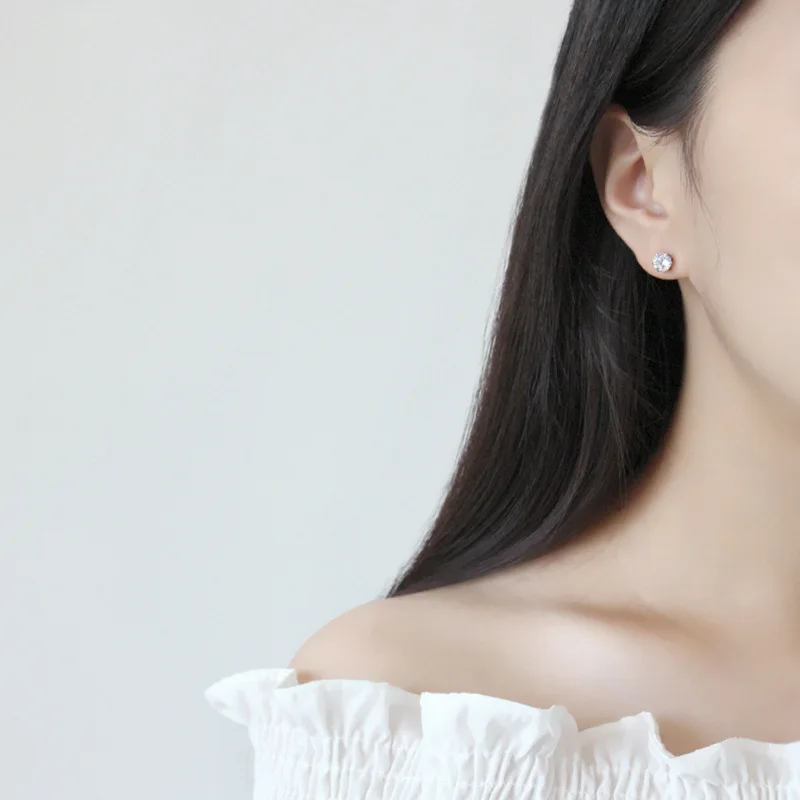 

Minimalism Fashion 925 Sterling Silver Zircon Women Ear Stud 3 4 5 6mm Earrings Designer Jewelry Birthday Party Wedding Gifts