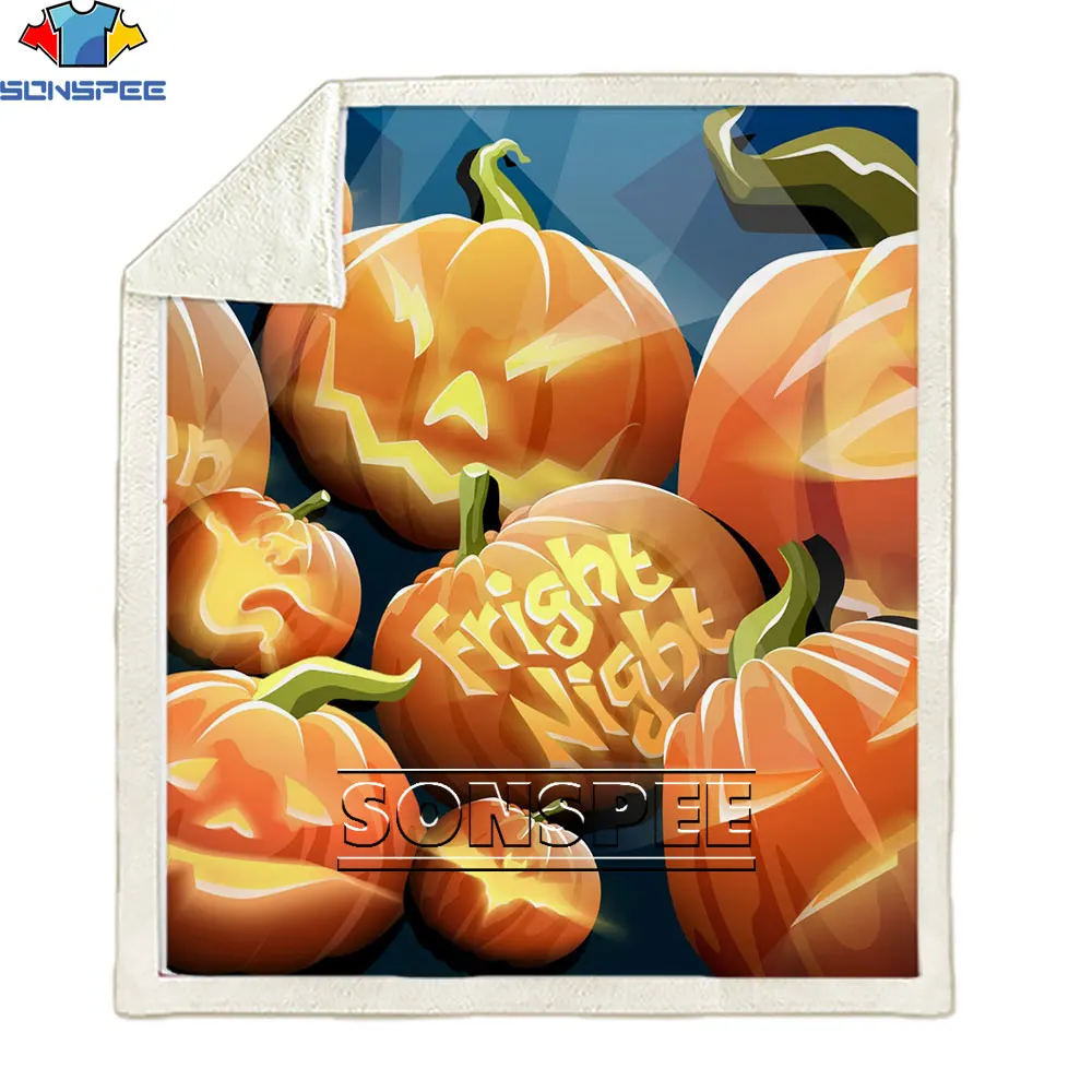 

SONSPEE 3D печать популярный Хэллоуин стиль смешная голова тыквы Флисовое одеяло кровати толстое одеяло модное покрывало шерпа одеяло
